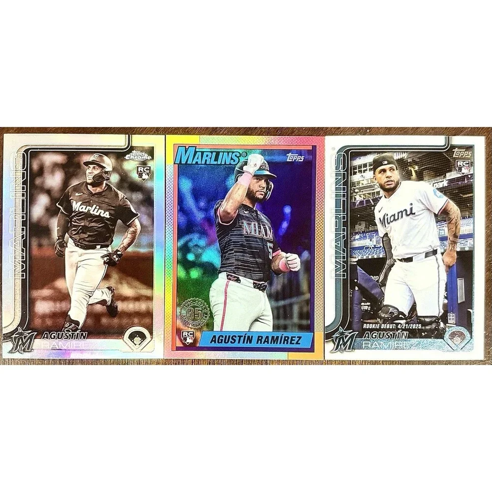 Agustin Ramirez RC Lot 2025 Topps Chrome Refractor + 2 Topps RC